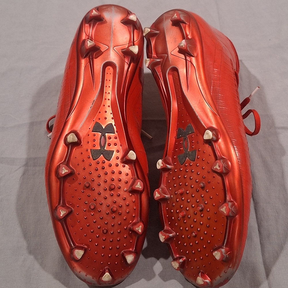 Under Armour Highlight MC Football Cleats Mens Size 12 Red High Top Molded - Picture 3 of 11